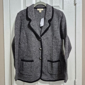 Women's Appleseed's Gray Black Wool Blazer Jacket PS